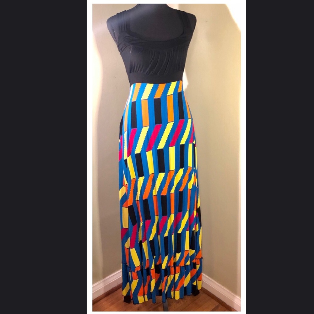 Black and bright multicolored maxi dress